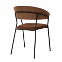Chaise avec accoudoirs Belle Cord velours côtelé marron Kare Design