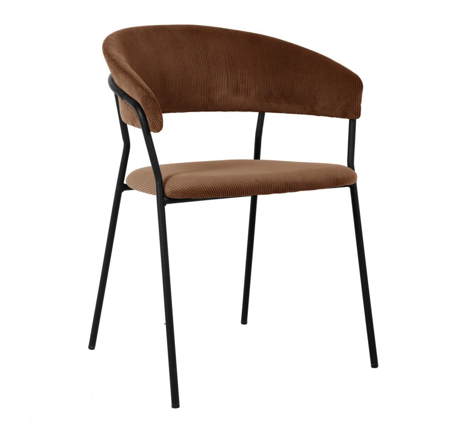 Chaise avec accoudoirs Belle Cord velours côtelé marron Kare Design