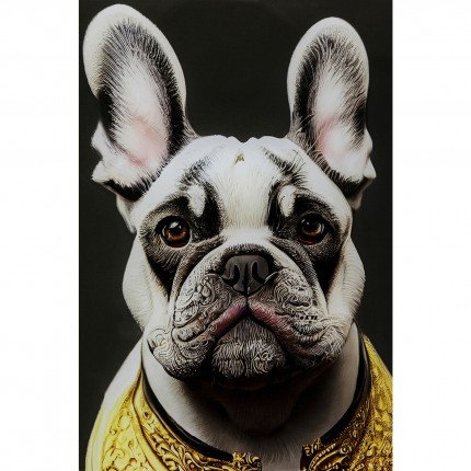 Tableau en verre bouledogue collier doré 40x60cm Kare Design