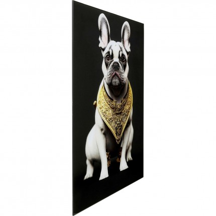 Tableau en verre bouledogue collier doré 40x60cm Kare Design