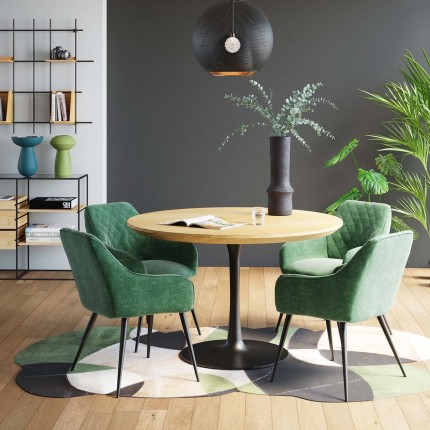 Chaise avec accoudoirs Bretagne velours vert Kare Design