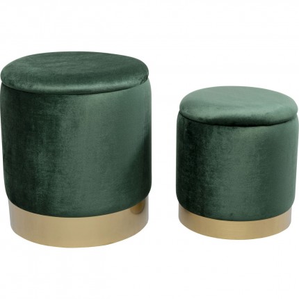 Tabourets-coffres Cherry vert et laiton set de 2 Kare Design