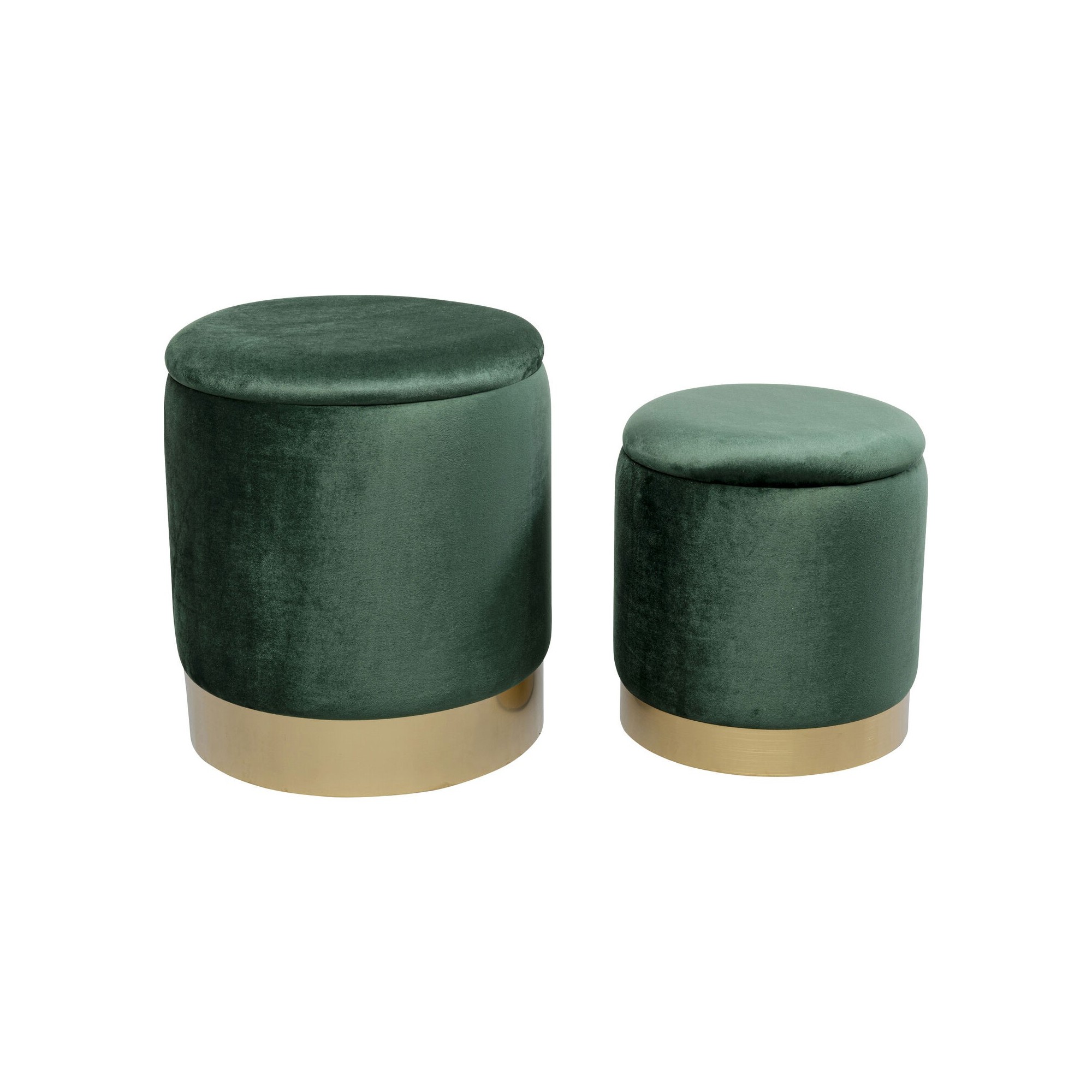 Tabourets-coffres Cherry vert et laiton set de 2 Kare Design