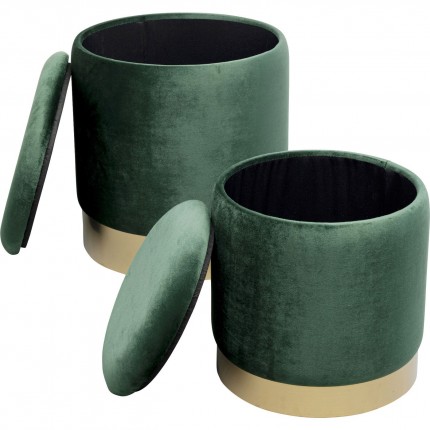 Tabourets-coffres Cherry vert et laiton set de 2 Kare Design