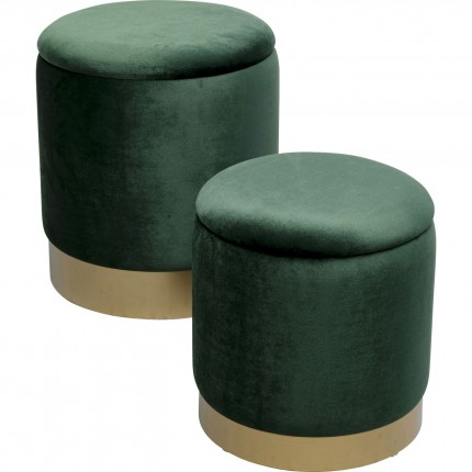 Tabourets-coffres Cherry vert et laiton set de 2 Kare Design