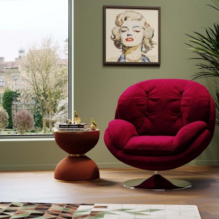 Fauteuil pivotant Cosy velours rouge Kare Design