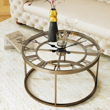 Table d'appoint horloge laiton 76cm Kare Design Table d'appoint horloge laiton 76cm Kare Design