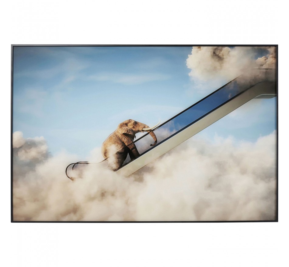 Affiche encadrée éléphant escalator 150x100cm Kare Design