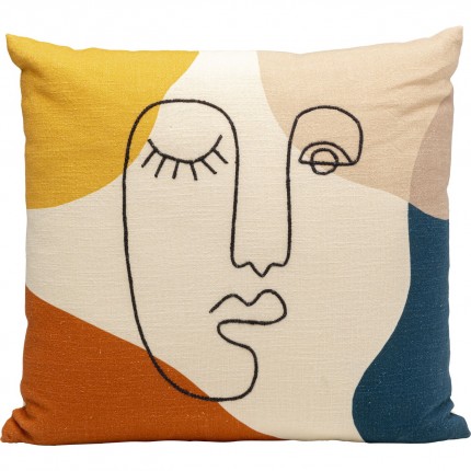 Coussin Face Art 50x50cm écru Kare Design