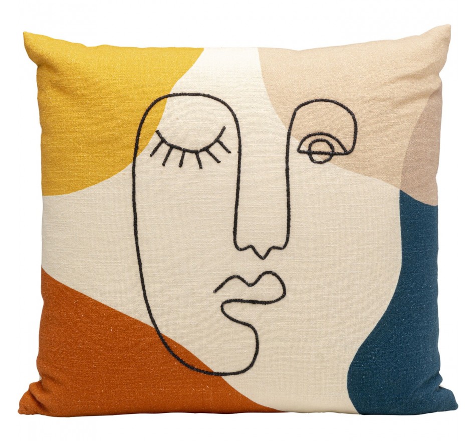 Coussin Face Art 50x50cm écru Kare Design