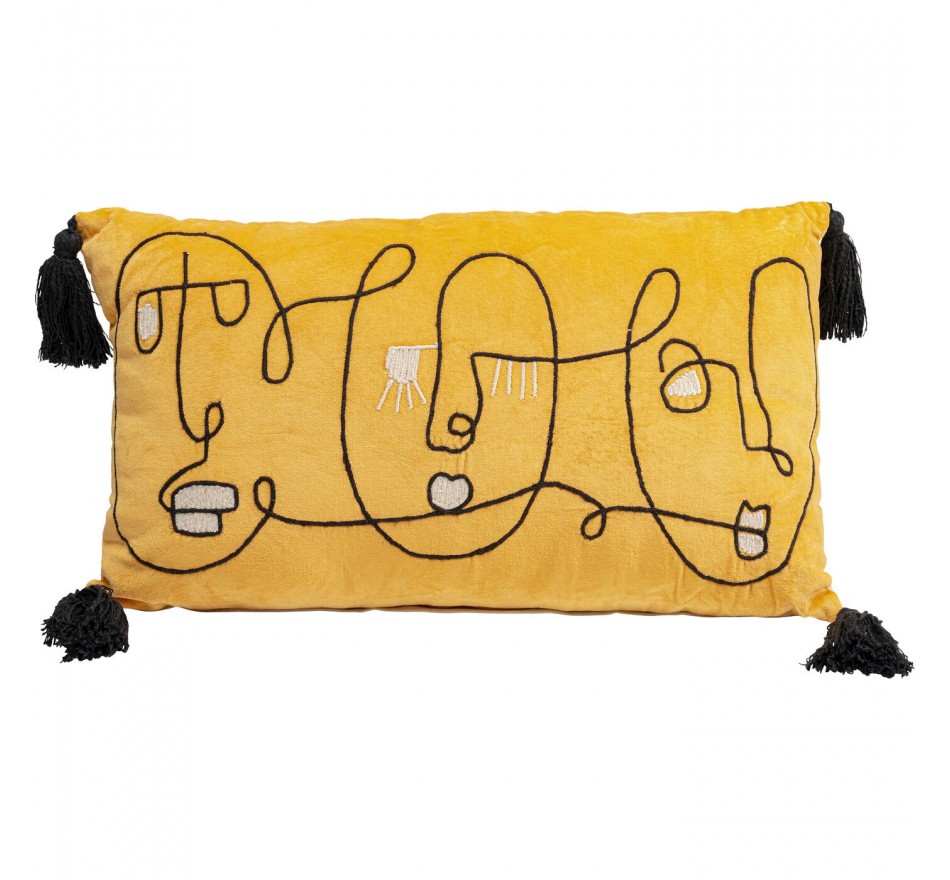 Coussin Face Art 60x35cm jaune Kare Design