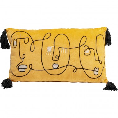 Coussin Face Art 60x35cm jaune Kare Design