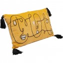 Coussin Face Art 60x35cm jaune Kare Design