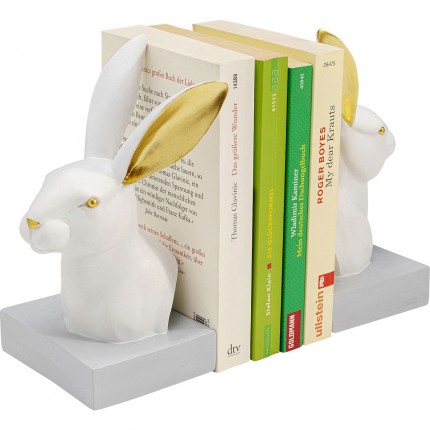 Serre-livres lapins blancs et dorés set de 2 Kare Design