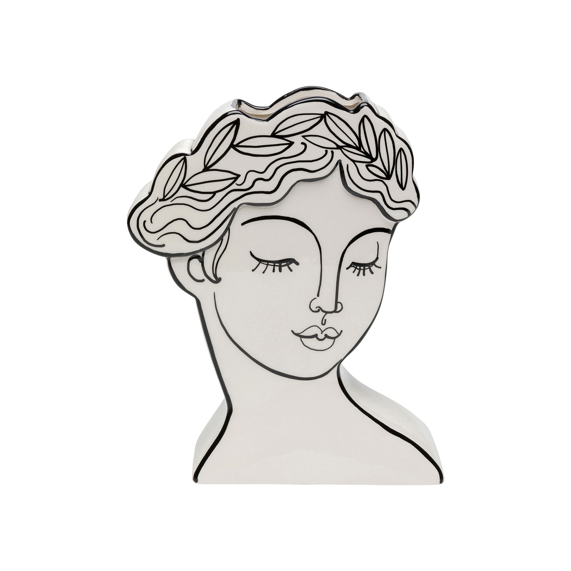Vase Favola femme buste blanc et noir Kare Design