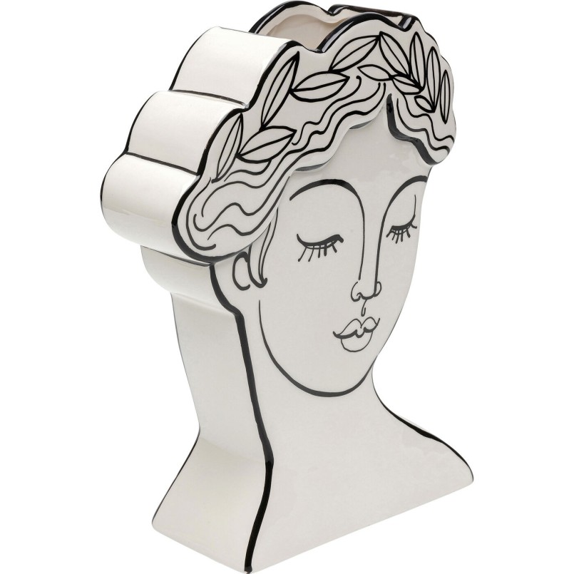 Vase Favola femme buste blanc et noir Kare Design