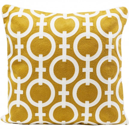 Coussin Catena Chain jaune et blanc Kare Design