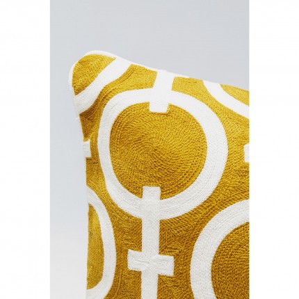 Coussin Catena Chain jaune et blanc Kare Design