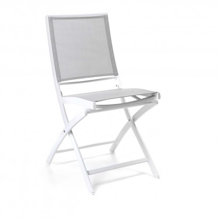 Chaise de jardin pliante Cassis blanche et grise Gescova