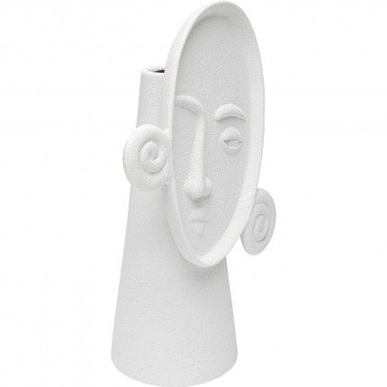 Vase visage bouclé blanc 29cm Kare Design