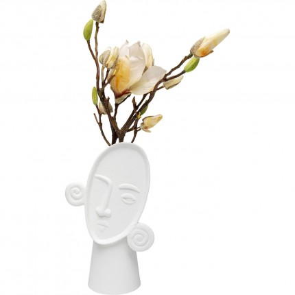 Vase visage bouclé blanc 29cm Kare Design