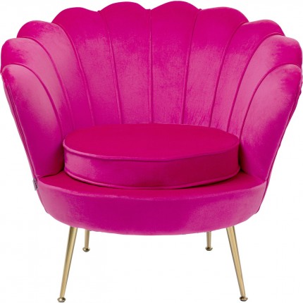 Fauteuil Water Lily velours fuchsia et acier doré Kare Design