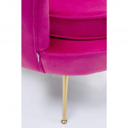 Fauteuil Water Lily velours fuchsia et acier doré Kare Design