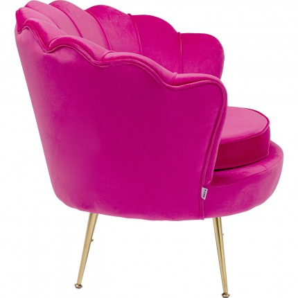 Fauteuil Water Lily velours fuchsia et acier doré Kare Design