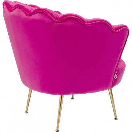 Fauteuil Water Lily velours fuchsia et acier doré Kare Design