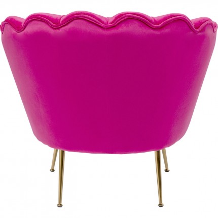 Fauteuil Water Lily velours fuchsia et acier doré Kare Design