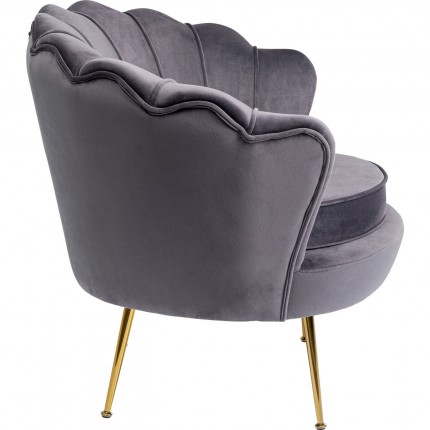 Fauteuil Water Lily velours gris et acier doré Kare Design