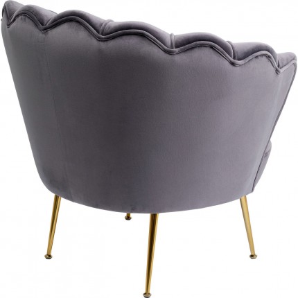 Fauteuil Water Lily velours gris et acier doré Kare Design