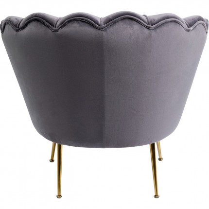 Fauteuil Water Lily velours gris et acier doré Kare Design