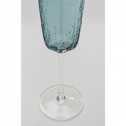 Flûtes à champagne Cascata bleues set de 4 Kare Design