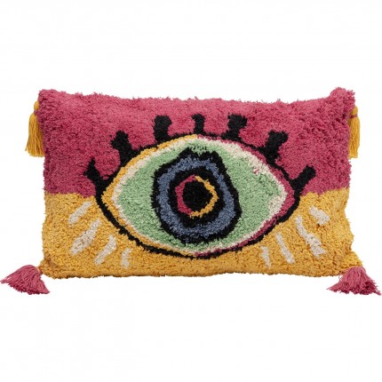 Coussin oeil jaune et rose Kare Design