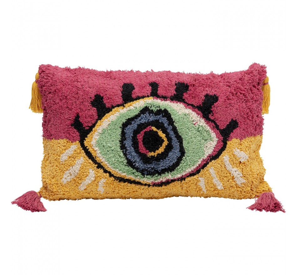 Coussin oeil jaune et rose Kare Design