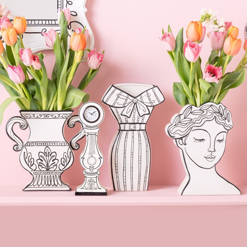 Vase Favola femme buste blanc et noir Kare Design