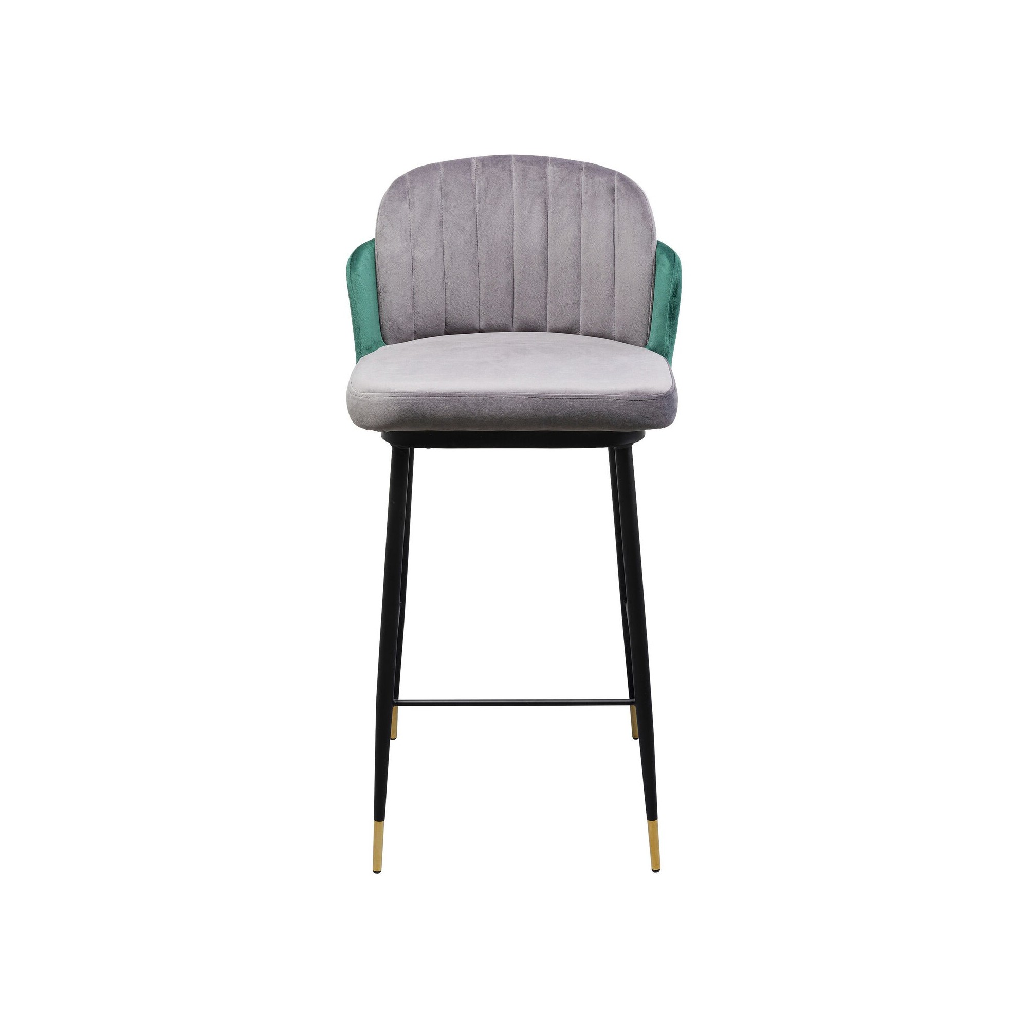 Tabouret de bar Hojas velours gris et vert Kare Design