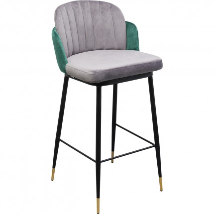 Tabouret de bar Hojas velours gris et vert Kare Design