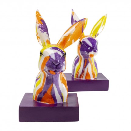 Serre-livres lapins coulées de peinture set de 2 Kare Design