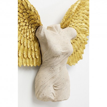 Déco murale buste femme ailes dorées 124x71cm Kare Design