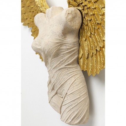 Déco murale buste femme ailes dorées 124x71cm Kare Design