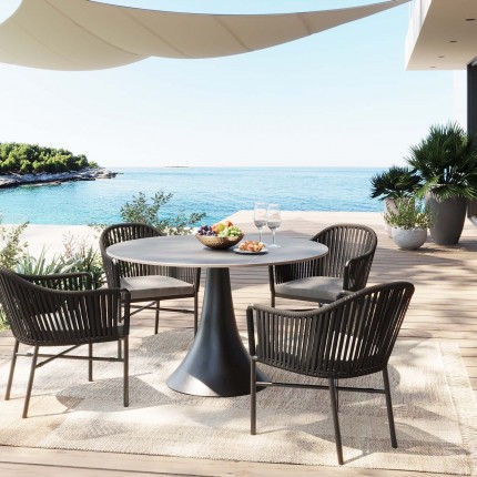 Table de jardin Grande Possibilita noire et grès 110cm Kare Design