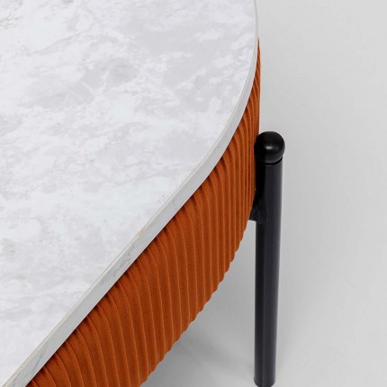 Table basse coffre Ballabile orange effet marbre blanc Kare Design