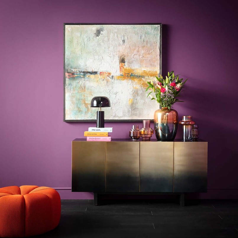 Tableau encadré Dust doré 120x120cm