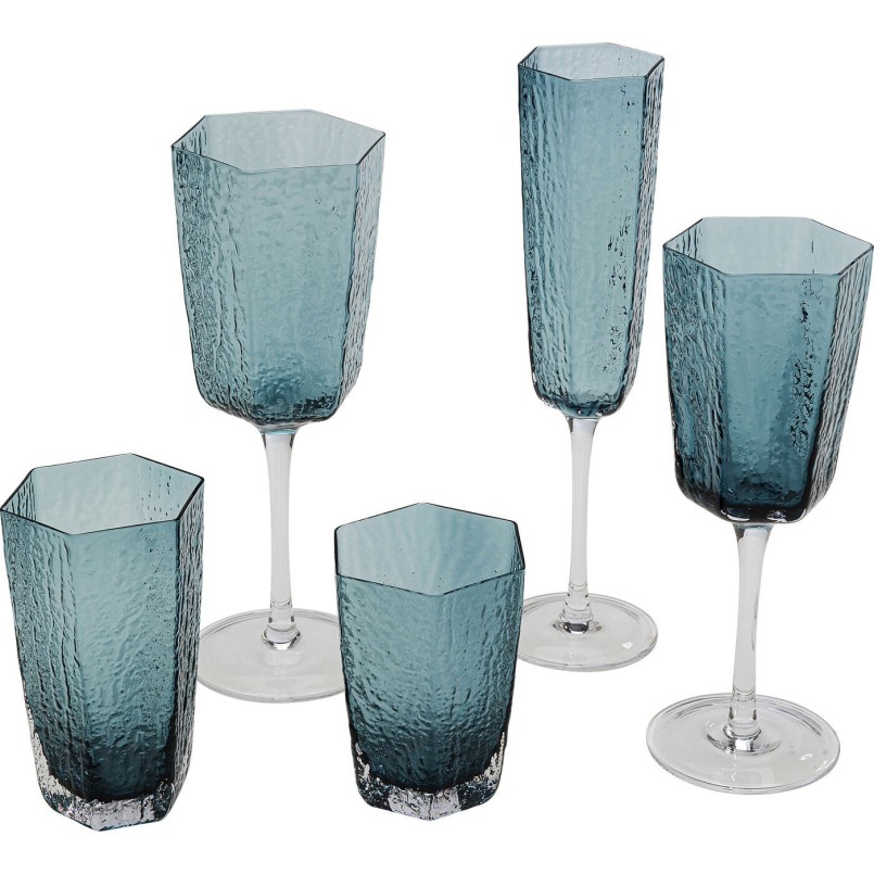 Verres à eau Cascata bleus set de 4 Kare Design