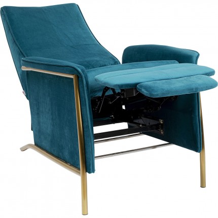 Fauteuil relax Lazy velours bleu pétrole Kare Design