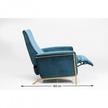 Fauteuil relax Lazy velours bleu pétrole Kare Design