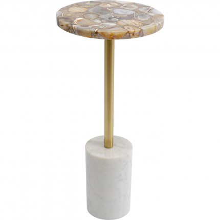 Table d'appoint Agate marbre blanc 25cm Kare Design
