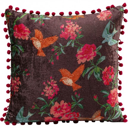 Coussin noir oiseaux et fleurs Kare Design